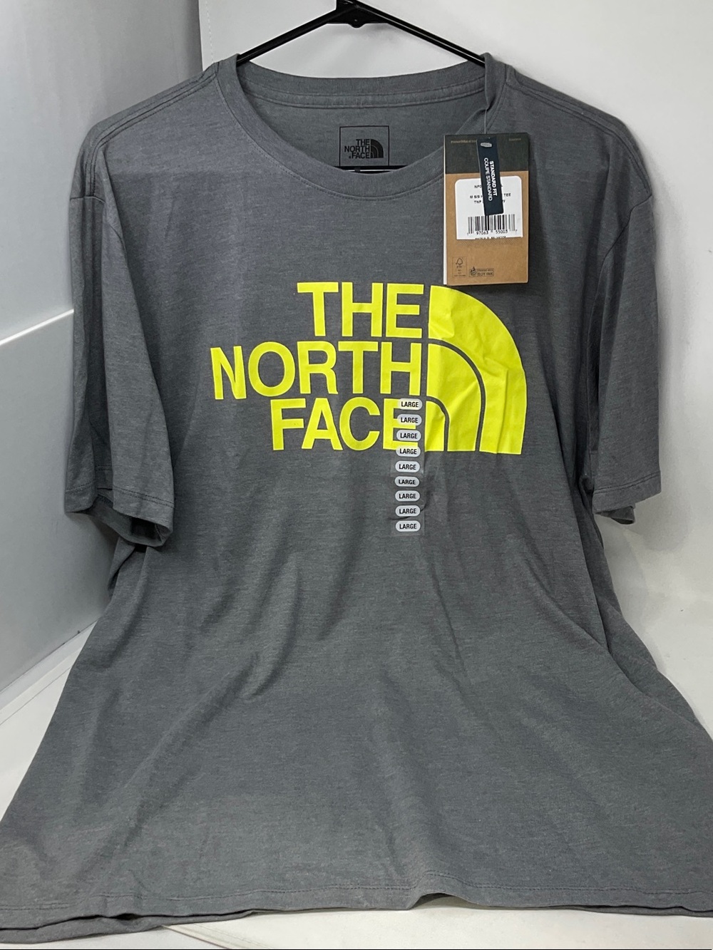 The North Face Men's Half Dome Short-Sleeve Tee with Neon Yellow Logo